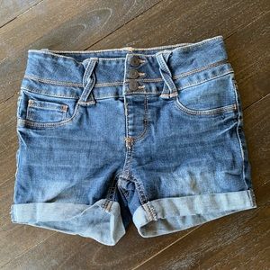 SO high waisted jean shorts